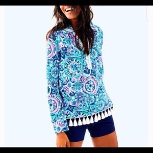 NWOT Lilly Pulitzer Harmon Hoodie Popover w/Tassels XS